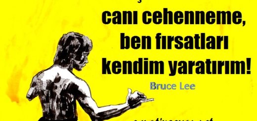 "Şartların canı cehenneme, ben fırsatları kendim yaratırım!" Bruce Lee